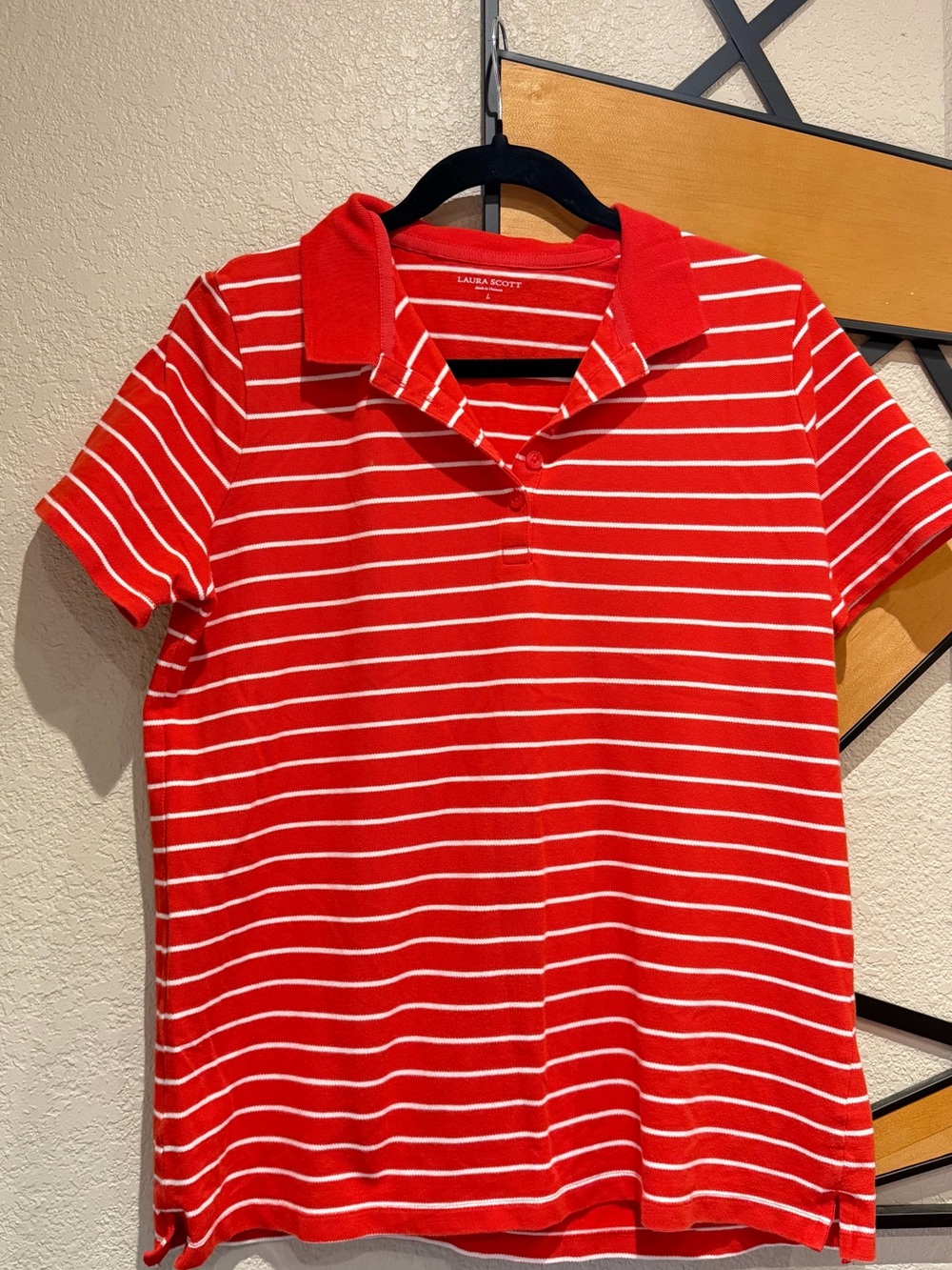 Laura Scott Red & White Striped Polo Shirt for Kids